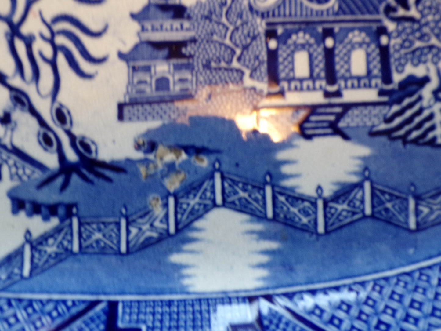Antique willow pattern meat platter