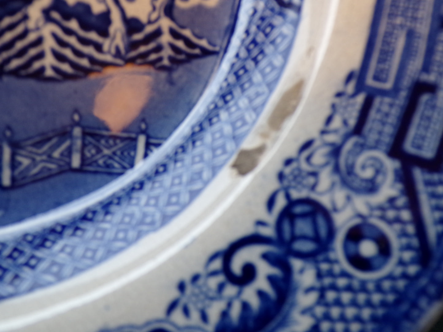 Antique willow pattern meat platter