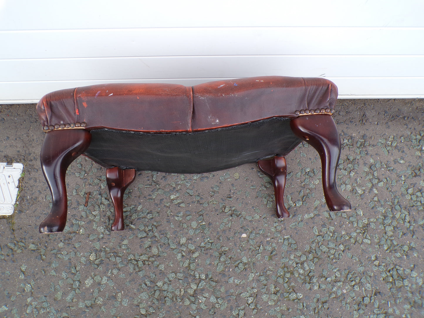 Vintage leather foot stool