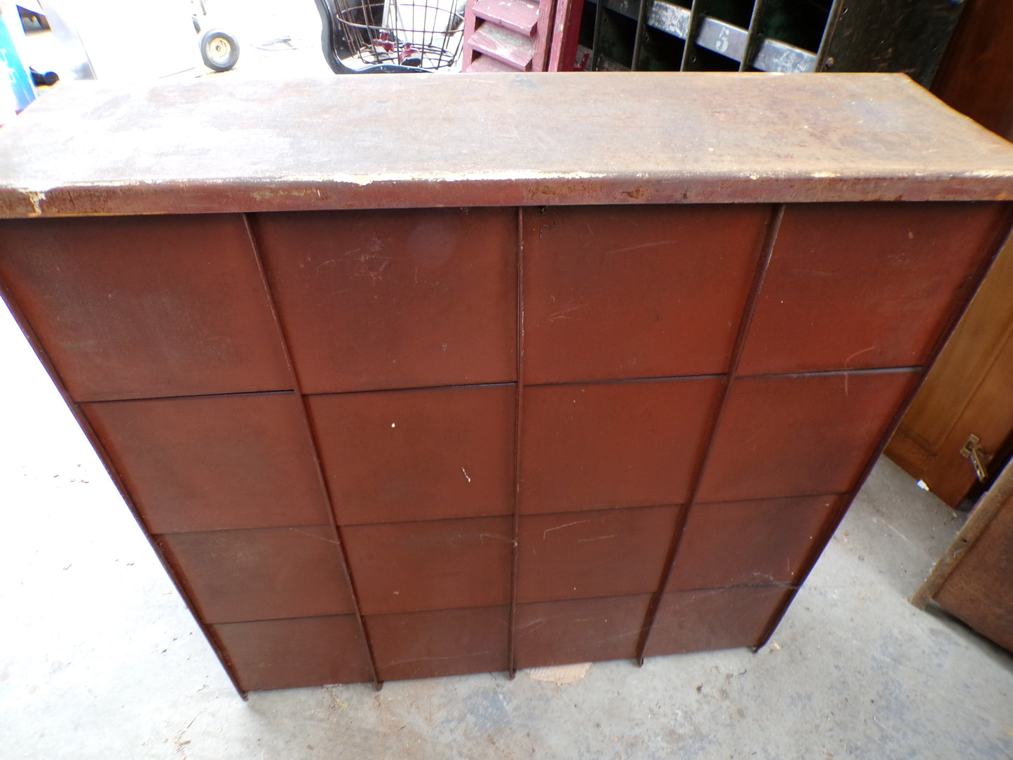 Industrial red pigeon holes