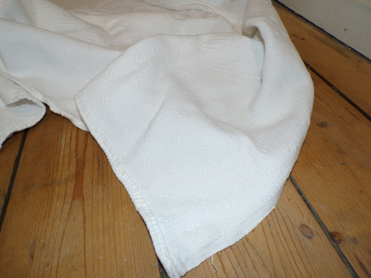 Vintage French white cotton bed throw
