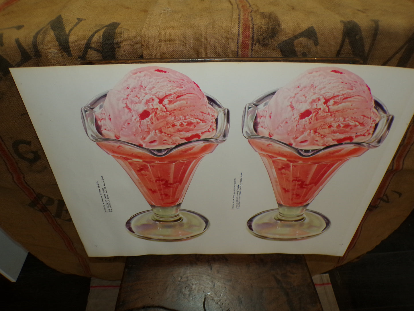 Vintage mid C American ice cream parlour poster