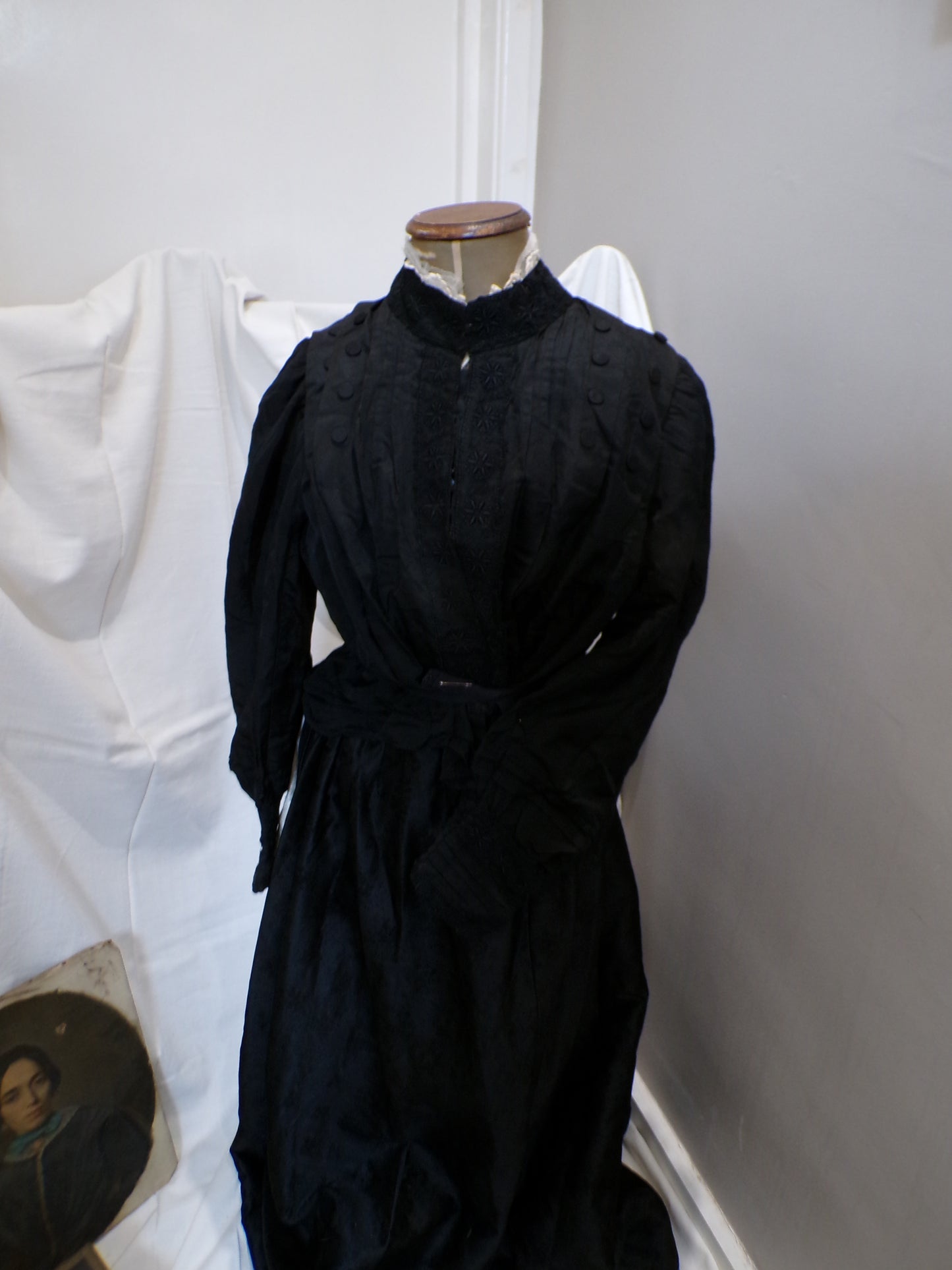 Authentic silk Victorian blouse and matching skirt.