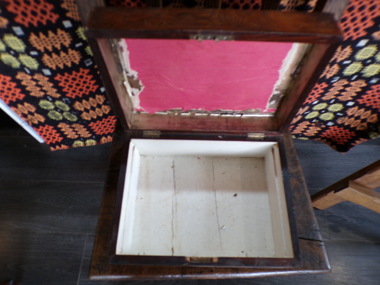 Victorian boxes - one work box, the other a jewellery box