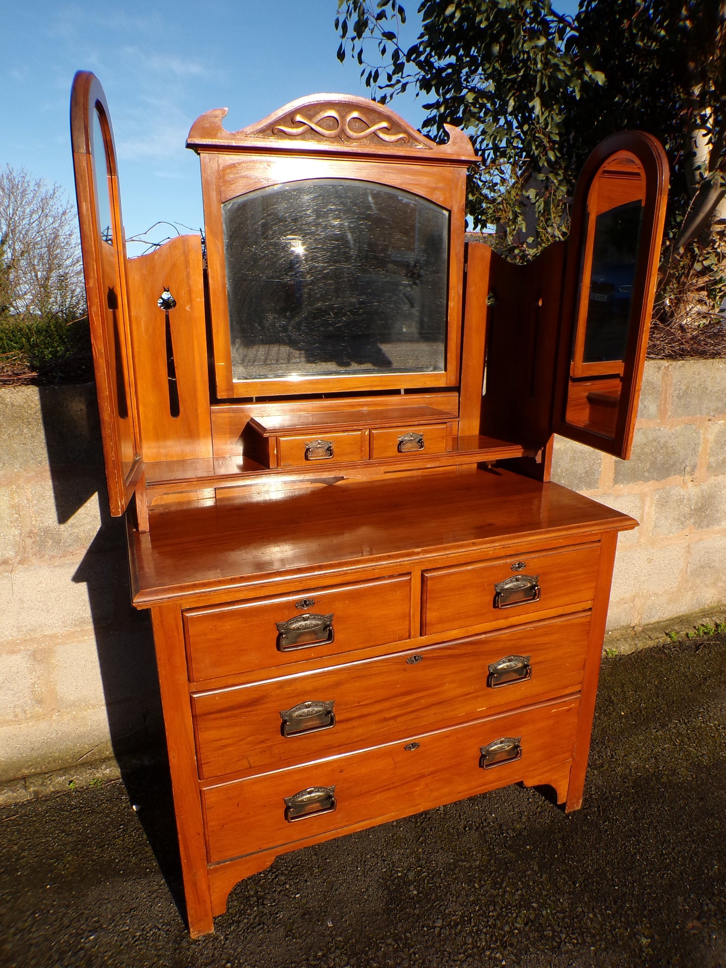 Art Nouveau satin wood dressing table