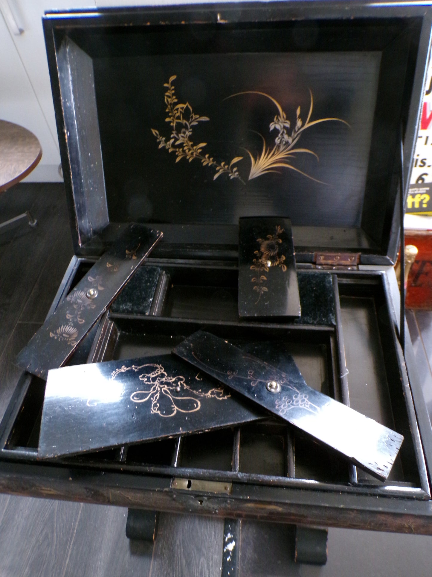 Edwardian chinoiserie sewing cabinet