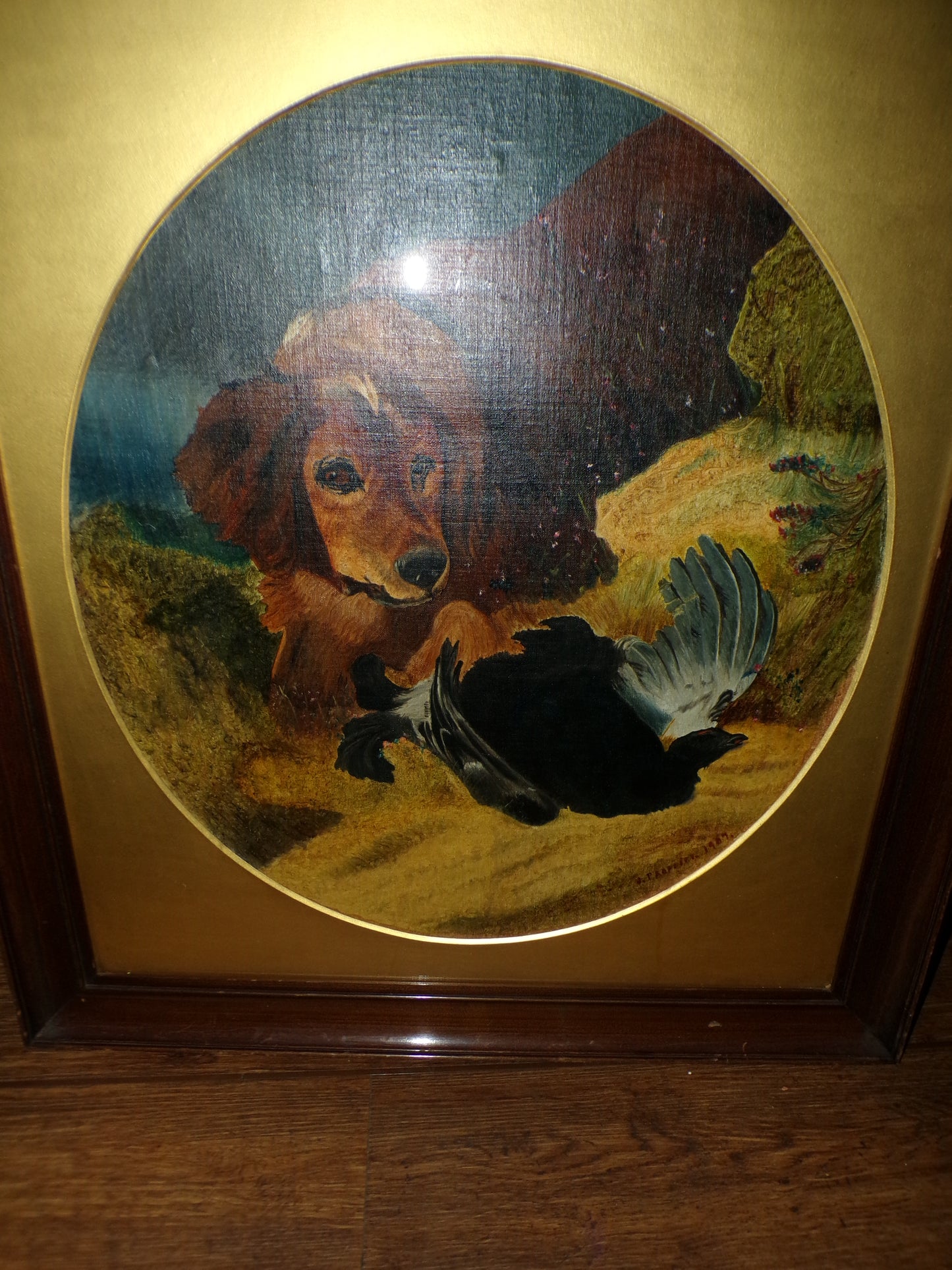 Edwardian hunting oil painting - signed by J Profitt 1909