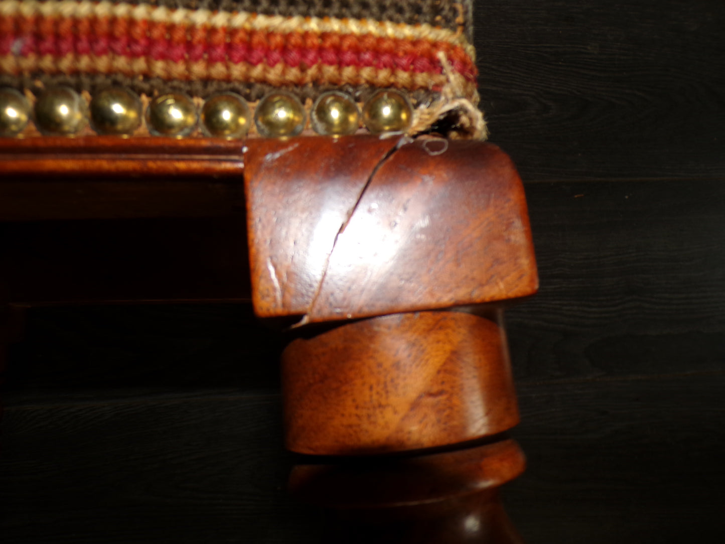 Victorian mahogany tapestry upholstered stool