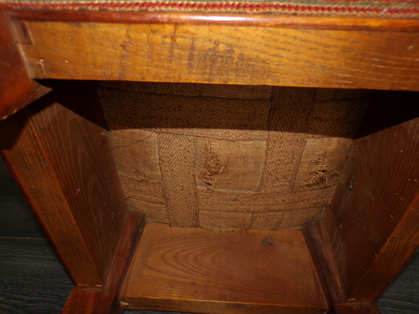 Victorian mahogany tapestry upholstered stool