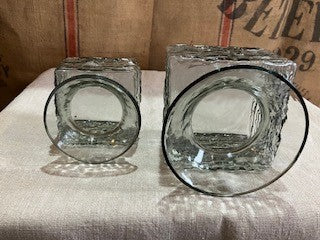 Two mid century Dartington textured glass vases.