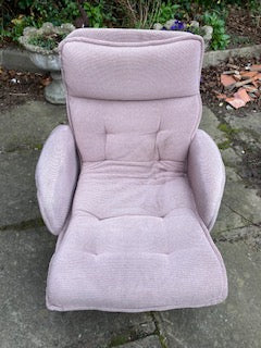 Mid century fabric upholstered and tubular metal armchair