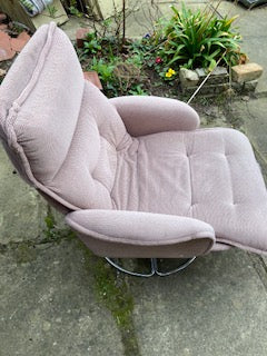 Mid century fabric upholstered and tubular metal armchair