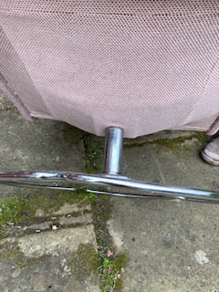 Mid century fabric upholstered and tubular metal armchair