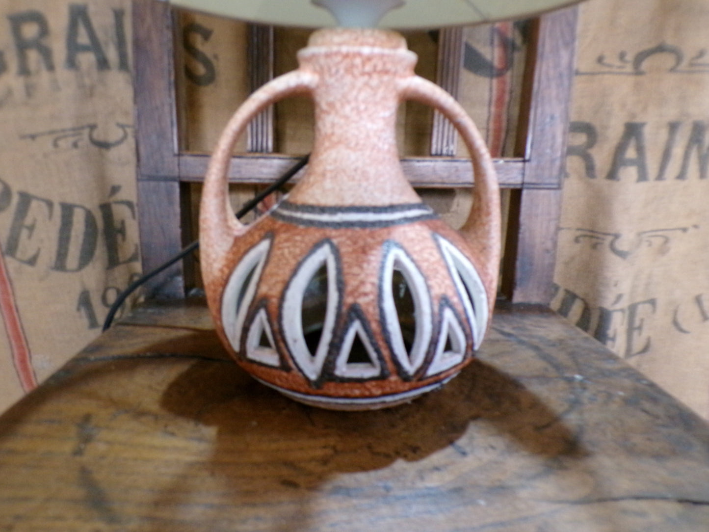 Mid twentieth century studio pottery lamp - fat lava style