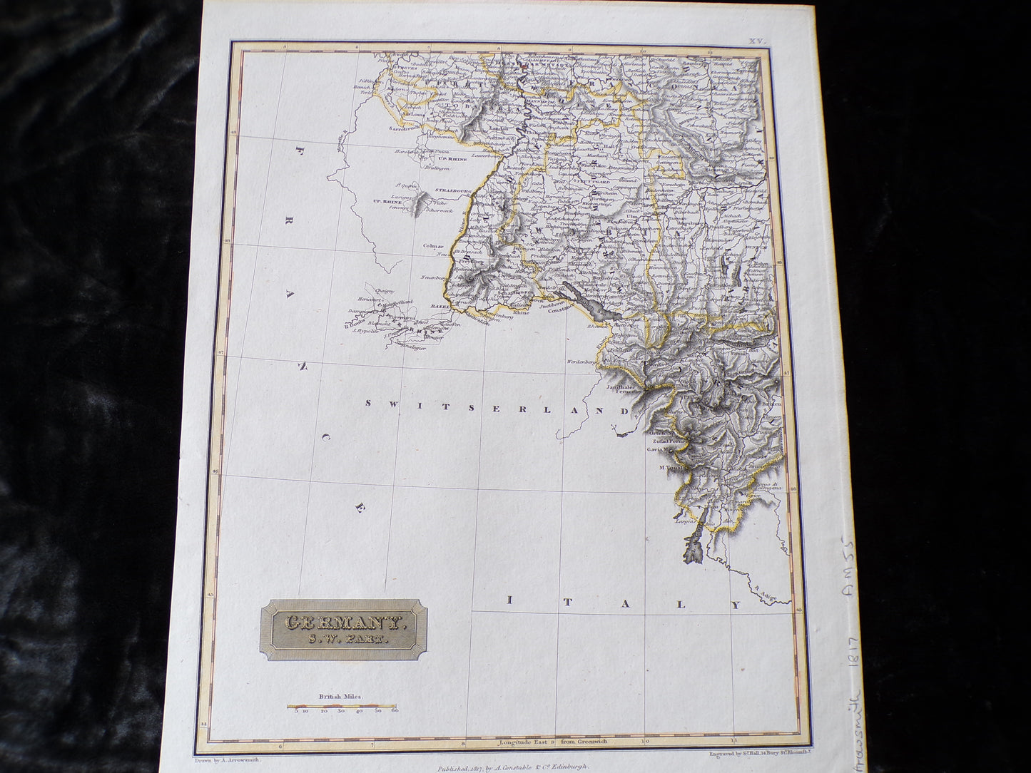 Antique map of Germany SW part
