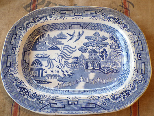Large antique meat platter - willow platter