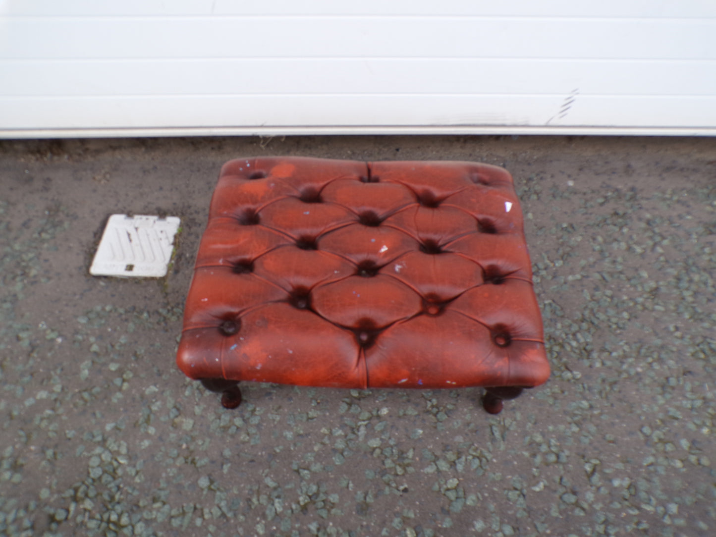 Vintage leather foot stool
