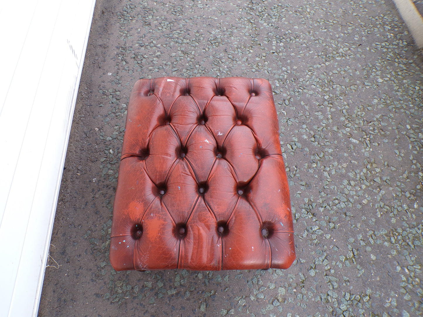Vintage leather foot stool