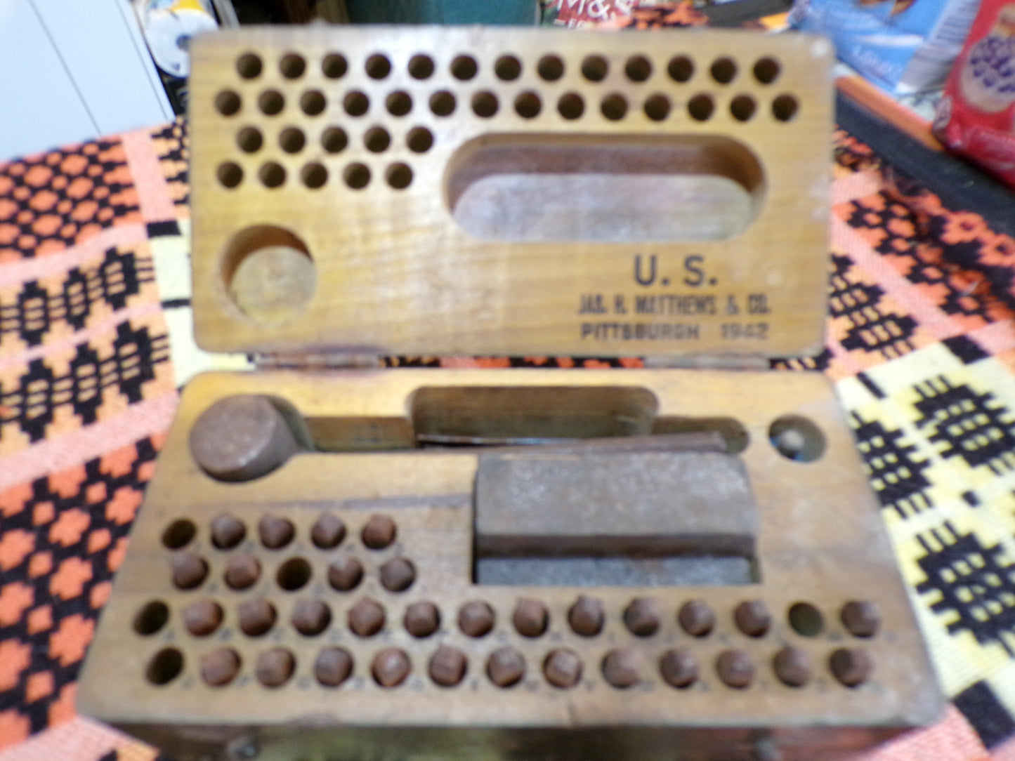 Jas. H Matthews dog tag/army equipment stamping kit 1942