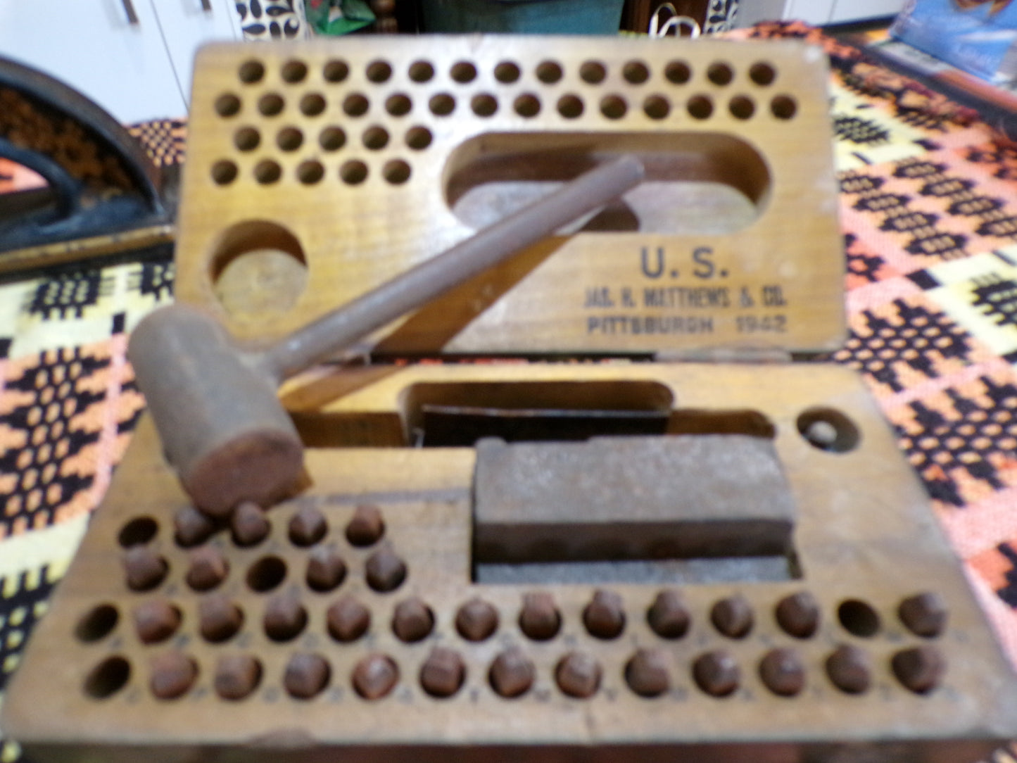 Jas. H Matthews dog tag/army equipment stamping kit 1942