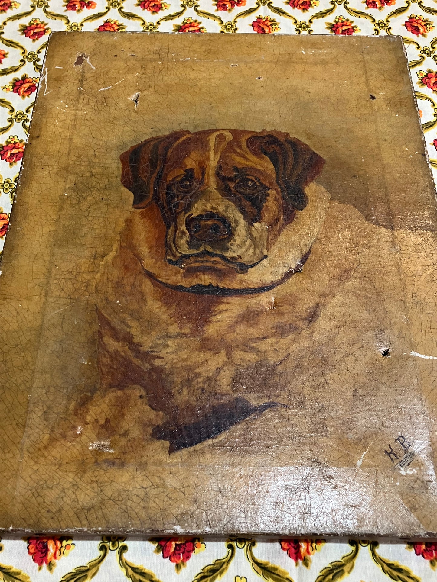 Oil on canvas of dog