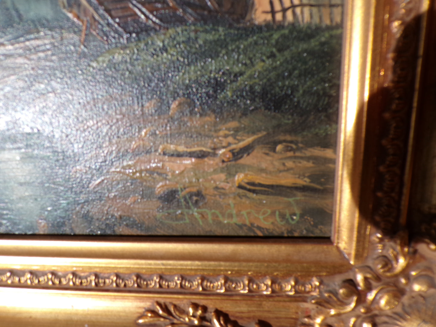 Signed oil on canvas - Bavarian-type city by river