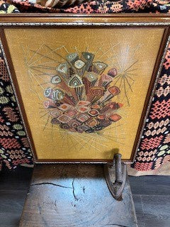 Mid to late century embroidered picture in wooden frame