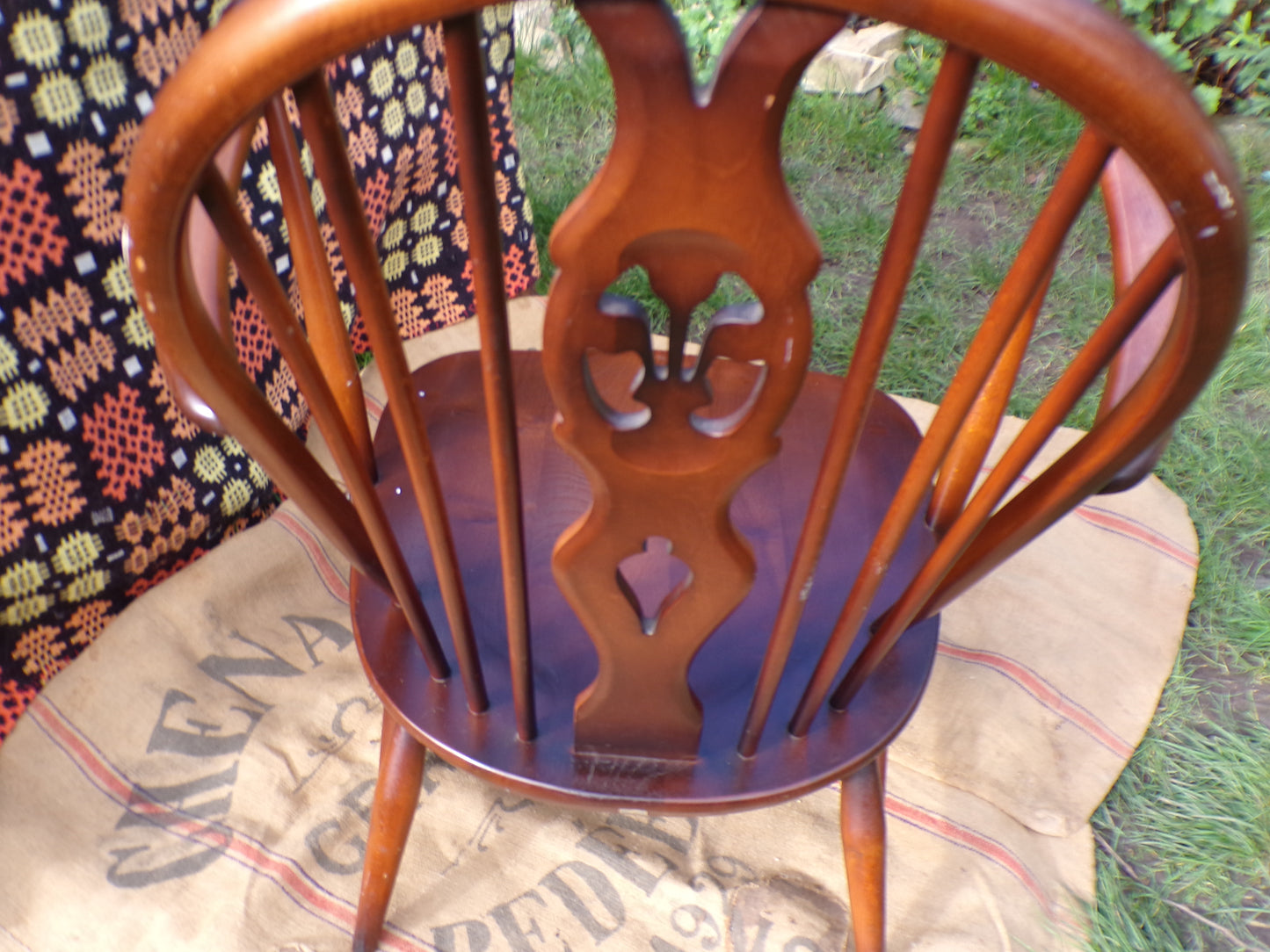 Ercol Fleur de Lys dark elm and beech armchair