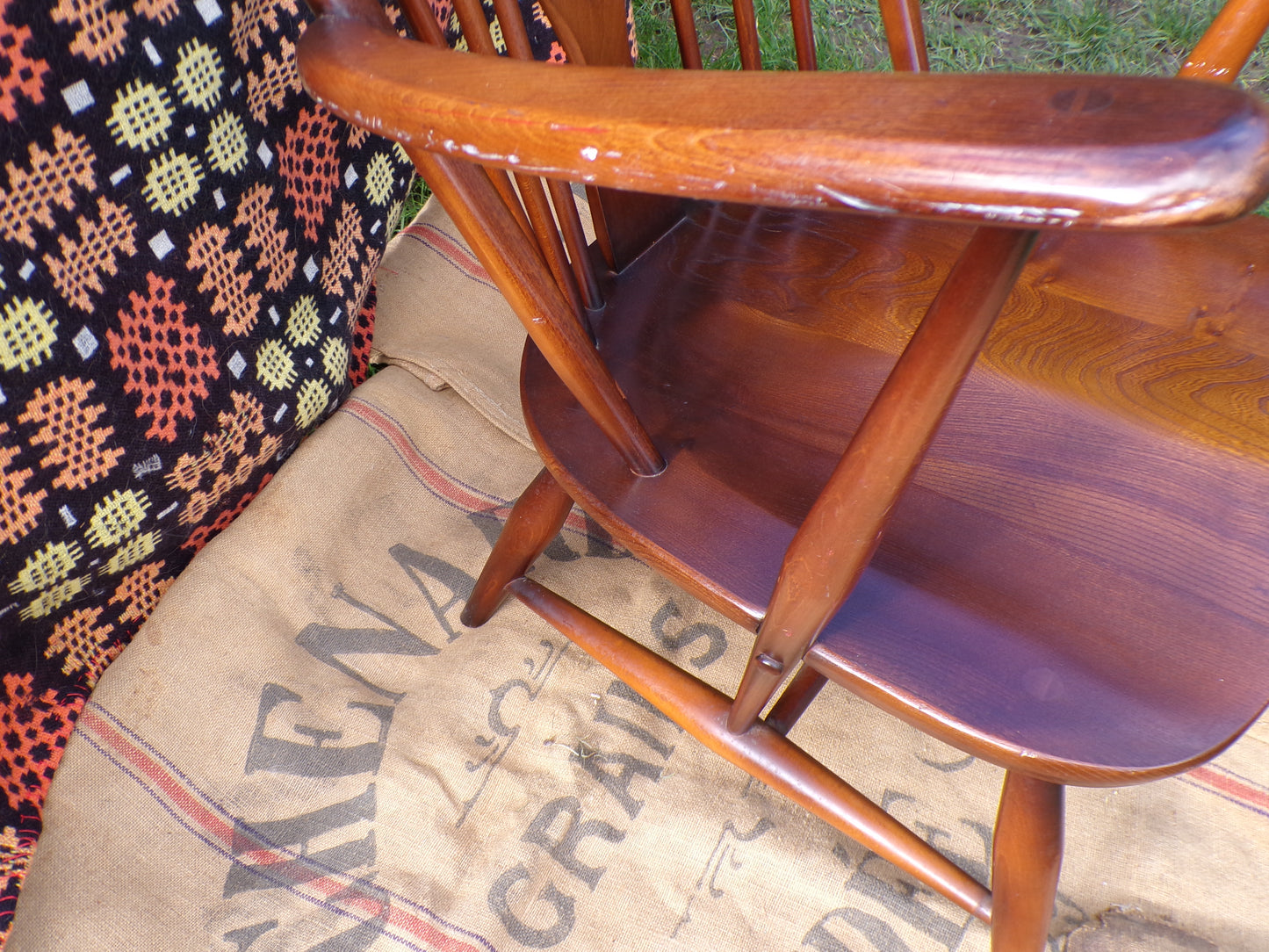 Ercol Fleur de Lys dark elm and beech armchair