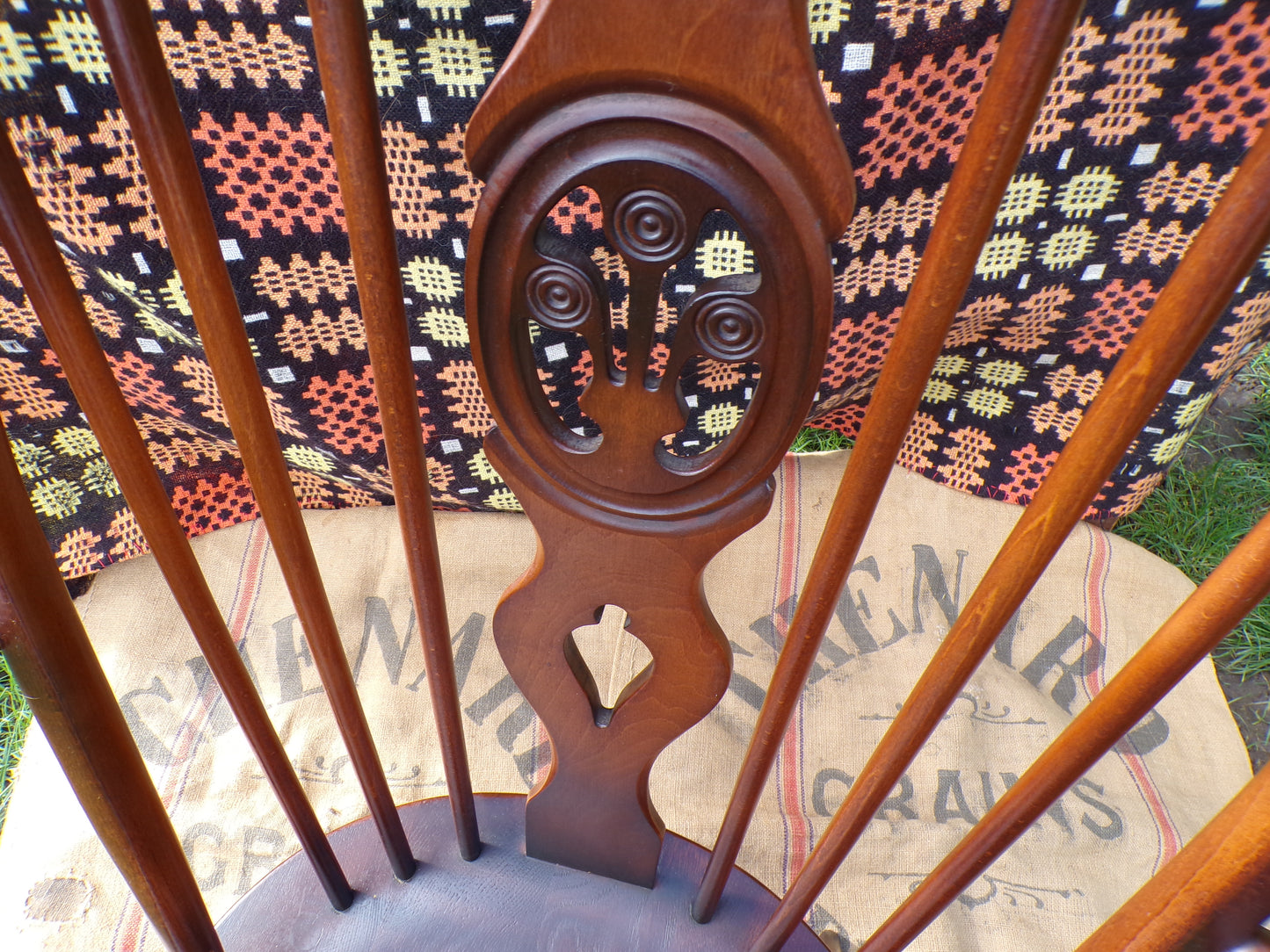 Ercol Fleur de Lys dark elm and beech armchair