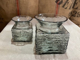 Two mid century Dartington textured glass vases.