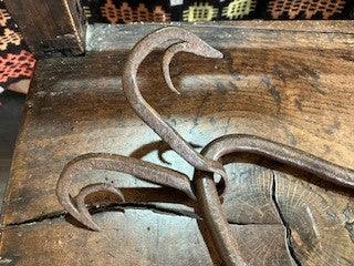 Antique iron game hooks