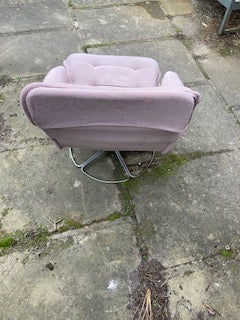 Mid century fabric upholstered and tubular metal armchair